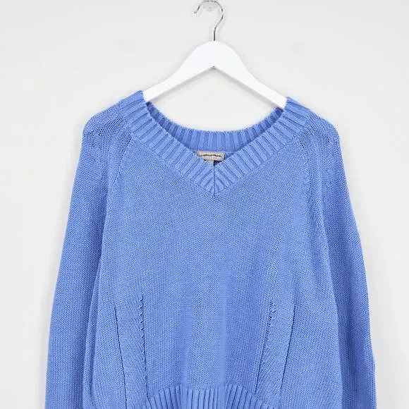 J.Crew Heritage Cotton Relaxed V Neck Sweater Dark Periwinkle Blue Size Large - Picture 3 of 7
